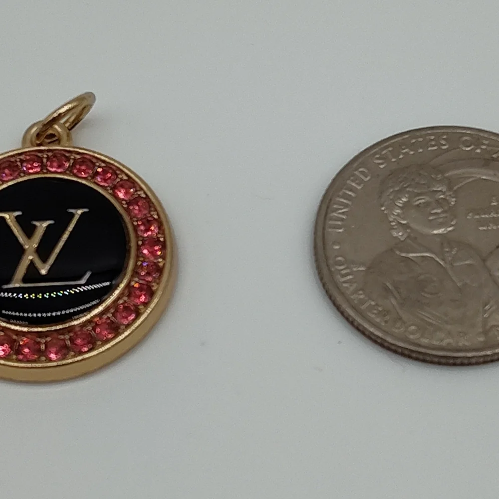 LOUIS VUITTON Pink Rhinestone Medallion Zipper Pull Charm